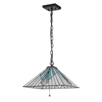 Pendul Elstead metal, sticla, negru, bronz, gri, albastru, E27 - ELS-TF-ALDERLEY-P