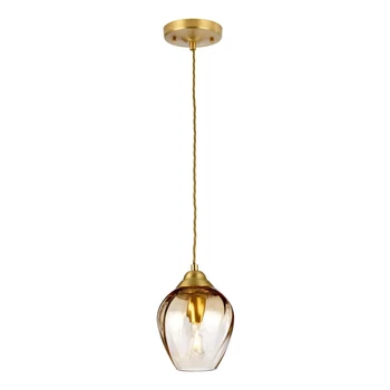 Pendul Elstead TIBER metal, sticla, alama, E27 - TIBER-P-AMBER