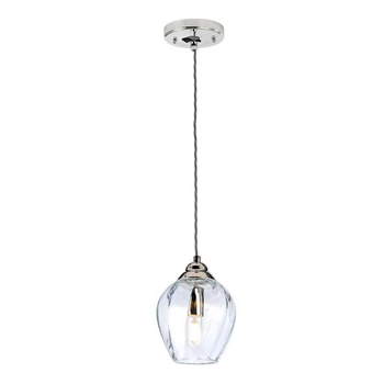 Pendul Elstead TIBER metal, sticla, nichel, transparent, E27 - TIBER-P-CLEAR