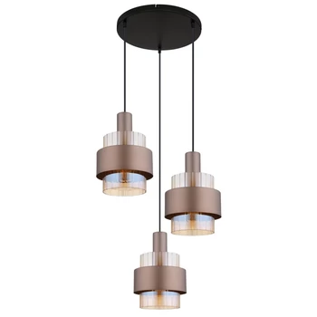 Pendul Globo MILLEY metal, sticla, negru, bronza, chihlimbar, E27 - 15560-3HA