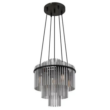 Pendul Globo GORLEY metal, sticla, negru, fumuriu, E14 - 15698H2