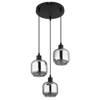 Pendul Globo XIA metal, sticla, negru, alb, fumuriu, E27 - 15754-3H