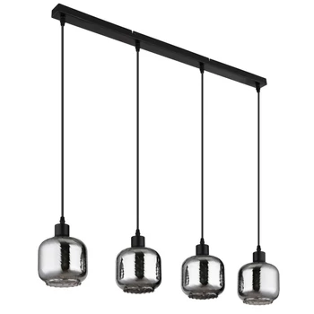 Pendul Globo XIA metal, sticla, negru, alb, fumuriu, E27 - 15754-4H