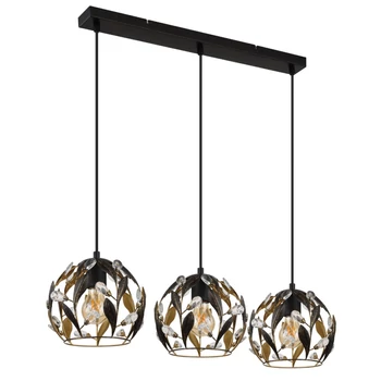 Pendul Globo MIKA metal, acril, negru, auriu, transparent, E27 - 15759-3H