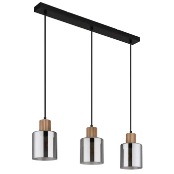 Pendul Globo ALEIDIS metal, lemn, sticla, negru, maro, fumuriu, E27 - 15768-3