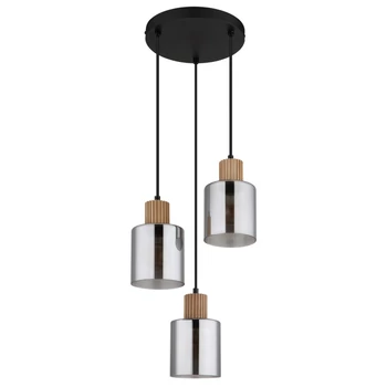 Pendul Globo ALEIDIS metal, lemn, sticla, negru, maro, fumuriu, E27 - 15768-3H