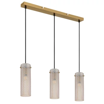 Pendul Globo KAROLO metal, sticla, auriu, chihlimbar, E14 - 15775-3H