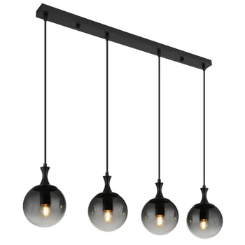 Pendul Globo DALTON metal, sticla, negru, fumuriu, E27 - 15885-4H