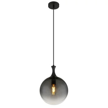 Pendul Globo DALTON metal, sticla, negru, fumuriu, E27 - 15885H