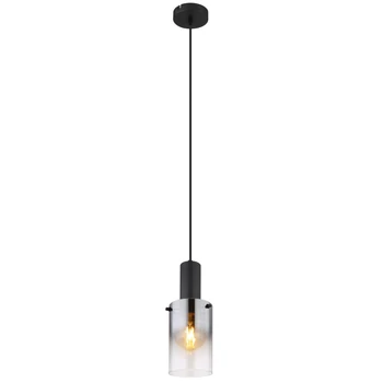 Pendul Globo FLORENTINA metal, sticla, negru, fumuriu, E27 - 15907H