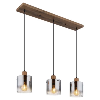 Pendul Globo UNDERWOOD lemn, sticla, maro, fumuriu, E27 - 15915-3H
