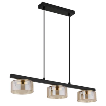 Pendul Globo HIGGINS metal, sticla, negru, auriu, chihlimbar, GX53, 18W, 1800K, 990Lm - 16055-3HG