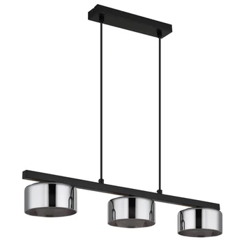Pendul Globo HIGGINS metal, sticla, negru, fumuriu, GX53, 18W, 1800K, 810Lm - 16055-3HS