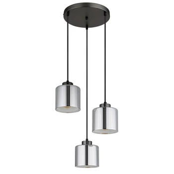 Pendul Globo FELICIA metal, sticla, crom, negru, E27 - 16056-3HR