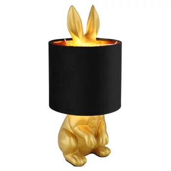 Veioza Globo RABBIT plastic, catifea, auriu, negru, E27 - 21633G