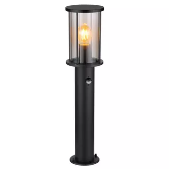 Lampadar exterior cu senzor de miscare Globo GRACEY metal, sticla, negru, fumuriu, E27, IP54 - 31362S