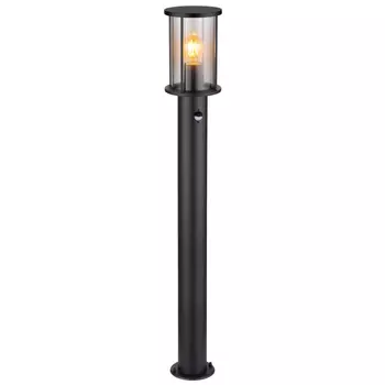 Lampadar exterior cu senzor de miscare Globo GRACEY metal, sticla, negru, fumuriu, E27, IP54 - 31363S