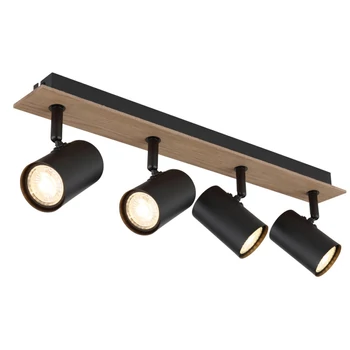 Plafoniera Globo LINCA metal, lemn, negru, maro, GU10 - 57905-4