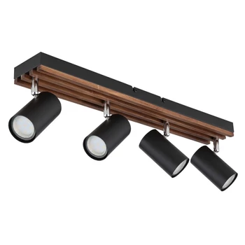 Spot Globo KAYDEN metal, lemn, negru, maro, GU10 - 57909-4