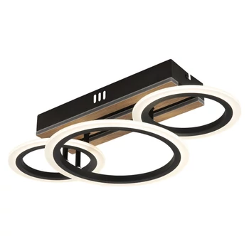 Plafoniera Globo BLEVINS metal, lemn, plastic,  negru, maro, alb, LED, 21W, 3000-4200-6000K, 1210Lm - 67360D3