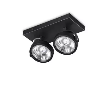 Spot IdealLux KONIG PL2 NERO metal, negru, GU10-AR111, 3000K, 10W, 800lm - 300566