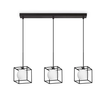 Pendul IdealLux LINGOTTO SP3 SINGLE metal, sticla, negru, alb, G9 - 327846