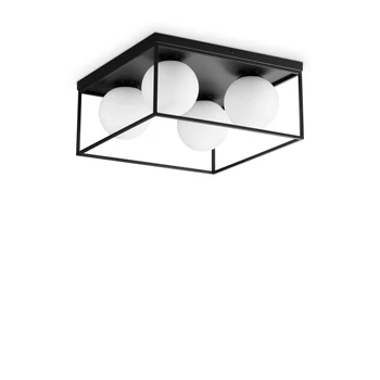 Plafoniera IdealLux LINGOTTO PL4 metal, sticla, negru, alb, E14 - 327860