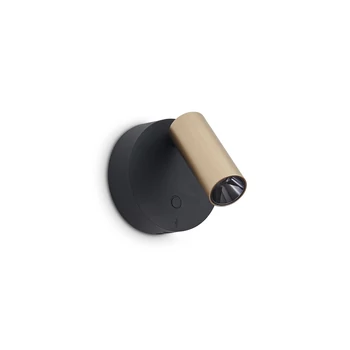 Aplica de perete IdealLux ELF metal, negru, auriu,  LED, 3W, 3000K, 220Lm - 347486