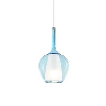 Pendul IdealLux KALIQUE metal, sticla, crom, albastru, E27 - 359960