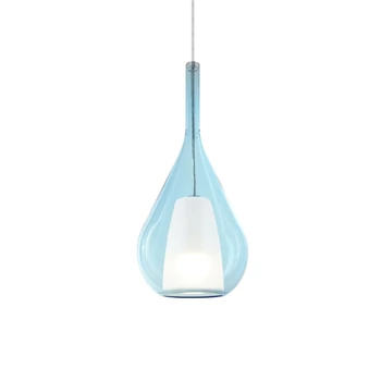 Pendul IdealLux KALIQUE metal, sticla, crom, albastru, E27 - 360089