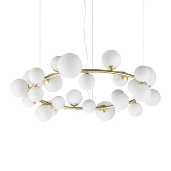 Pendul IdealLux PERLAGE metal, sticla, auriu, alb, LED, G9 - 363370