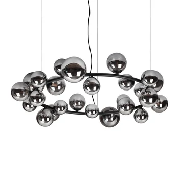 Pendul IdealLux PERLAGE metal, sticla, negru, fumuriu, G9 - 363387