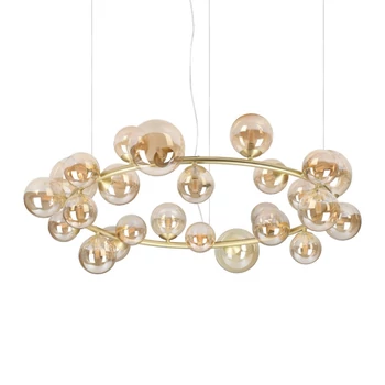 Pendul IdealLux PERLAGE metal, sticla, chihlimbar, LED, G9 - 370583