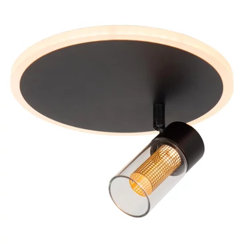 Plafoniera Lucide EVERINA metal, sticla, negru, transparent, LED, 5W+8W, 220lm+320lm, 2200K-6500K - 00131/23/30
