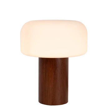 Veioza Lucide KENAN lemn, sticla, maro, opal, E14, 40W - 10526/01/70