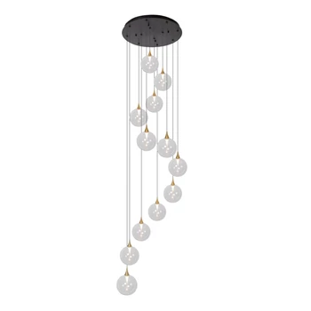 Pendul Lucide GISELA metal,sticla,negru,transparent,LED,2700K,43W,3805Lm - 13494/44/60