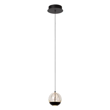 Pendul Lucide SENTUBAL metal, sticla, negru, transparent, LED, 2700K, 6,3W, 250lm - 13498/05/30