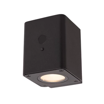 Aplica de perete exterioara cu senzor crepuscular si miscare Lucide RAMIN metal, negru, LED, 1W, 100lm, 2700K-3000K, IP54 - 15818/01/30