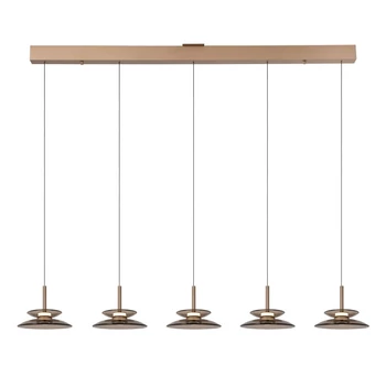 Pendul Lucide SANTIAGO metal, sticla, sampanie, chihlimbar, LED, 10W, 450lm, 2700K-4000K - 23401/60/62