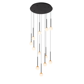 Pendul Lucide CALINA metal, acril, negru, opal, LED, 7W, 610lm, 2200K-3300K - 24406/84/30
