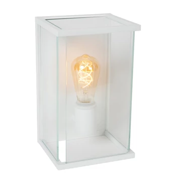 Aplica de perete exterioara Lucide CLAIRE metal,sticla,alb,transparent,E27,IP54 - 27883/01/31