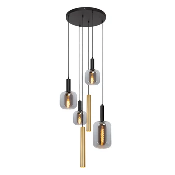 Pendul Lucide JOANET metal, sticla, negru, fumuriu, E27+GU10, 40W - 45494/16/96