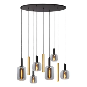 Pendul Lucide JOANET metal, sticla, negru, fumuriu, E27+GU10, 40W - 45494/19/96