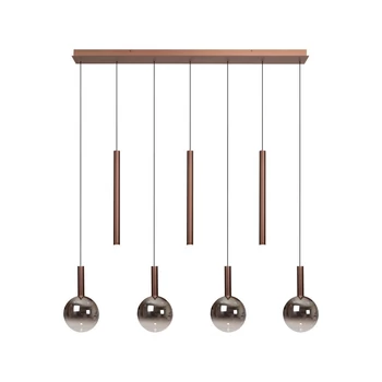 Pendul Lucide JASMINE metal, sticla, cupru, fumuriu, LED, 4W, 360lm, 2200K-3300K - 74420/07/65