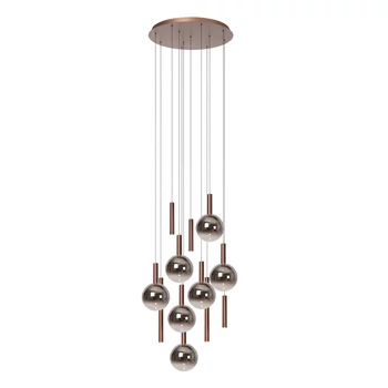 Pendul Lucide JASMINE metal, sticla, cupru, fumuriu, LED, 4.5W, 292lm, 2200K-3300K - 74420/12/65
