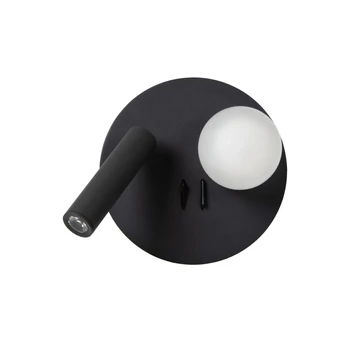 Aplica de perete Lucide MATIZ metal,sticla,negru,opal,LED,3000K,7W,444Lm - 77286/02/30