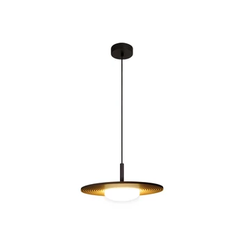 Pendul Lucide CARMINO metal, lemn, negru, maro, LED, 8W, 700lm, 2700K - 77492/07/41