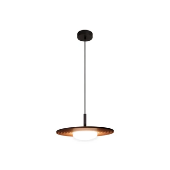 Pendul Lucide CARMINO metal, lemn, negru, portocaliu, LED, 8W, 700lm, 2700K - 77492/07/55