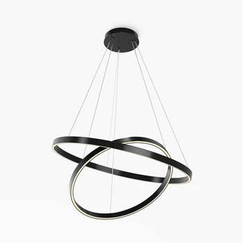 Pendul Maytoni RIM metal, plastic, negru, alb, LED, 83W, CCT - MOD058PL-L74BK