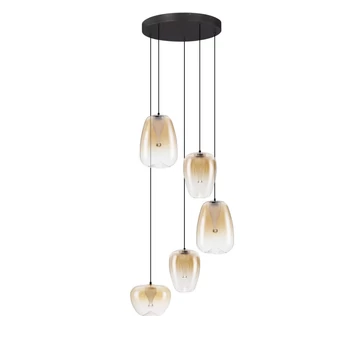 Pendul NovaLuce OBLO metal, sticla, negru, chihlimbar, LED, 18W, 1170lm, 3000K - NL-9009179